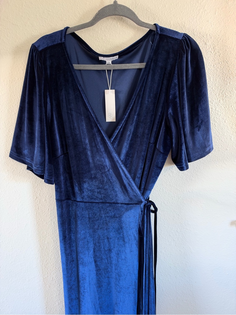 Baltic Born Meghan Velvet Wrap Navy Blue Maxi Dress Womens Size XXL